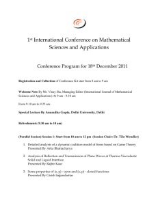 1st International Conference on Mathematical Sciences and