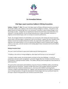 For Immediate Release Vital Signs report examines Sudbury`s