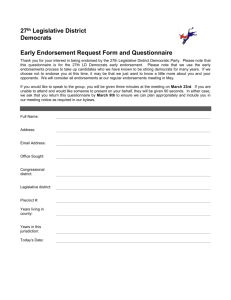 Early Endorsement request form