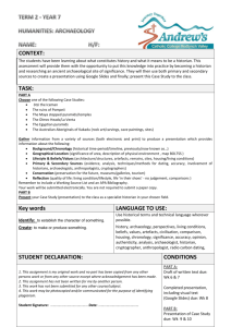 Archaeology Assessment Task and Criteria Sheet