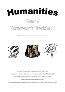 Humanities Year 7 Homework Booklet 1 Name: This booklet should