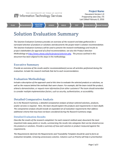 Solution Evaluation Summary