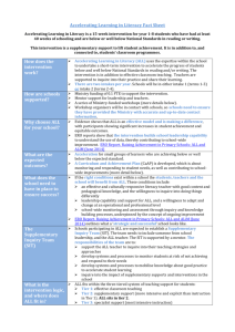 Accelerating Learning in Literacy Fact Sheet