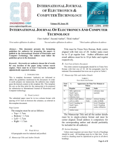 International Journal Of Electronics And Computer Technology