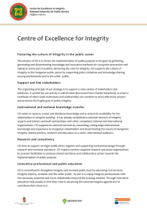 Center for Excellence in Integrity