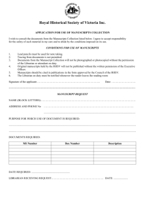 Application for Use of Manuscripts Collection Form