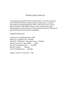 REVERE LADIES TEAM PLAY The team play schedule for 2013 is