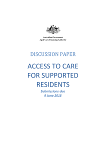 Discussion Paper: Access to Care For Supported Residents