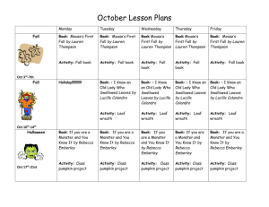 October Lesson Plans Monday Tuesday Wednesday Thursday