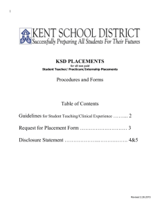 Kent School District Student Teacher Procedures