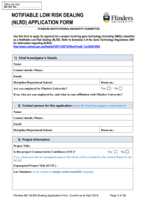 Notifiable Low Risk Dealing Application form