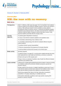 Lesson plan: HM: the man with no memory