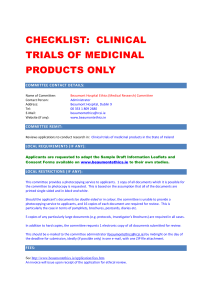 CHECKLIST: CLINICAL TRIALS OF MEDICINAL PRODUCTS ONLY