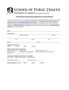 Fellowship & Assistantship Application for New Students