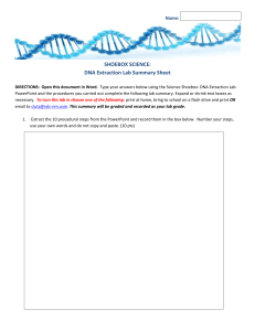 DNA Extraction Lab Summary Sheet