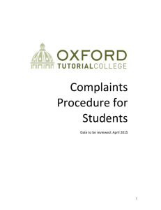 Complaints Procedure - Oxford Tutorial College