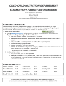 ccisd child nutrition department elementary parent information