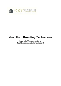 New Plant Breeding Techniques. Workshop report