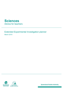 Extended Experimental Investigation planner - Sciences -