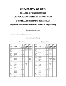 CHE 203 Chemical Engineering Thermodynamics I (3-0-3)