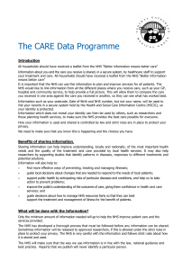 The CARE Data Programme Introduction All households should