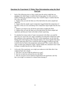 Questions for Experiment 12 Molar Mass Determination using the