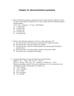 Electrochemistry Worksheet