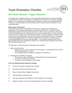 Youth Orientation Checklist - Institute for Youth Success at
