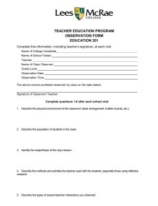 Microsoft Word - Teacher Ed. Observation Form.doc