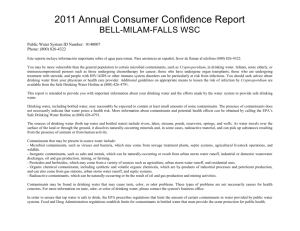 Consumer Confidence Report Information Specific to Your