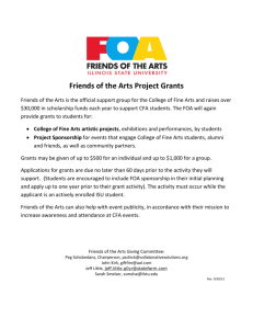 Friends of the Arts Project Grants - College of Fine Arts