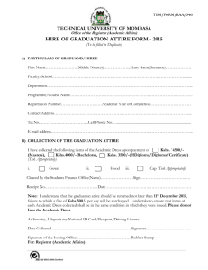 Hire of graduation gown Form 2015