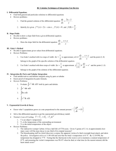 BC Calculus Techniques of Integration Test Review I. Differential