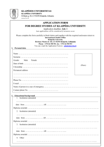 Application Form - Klaipėdos universitetas