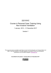Course in Personal Carer Training Using Non