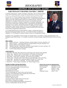 Lt Col David Smith`s Bio as of March 2015