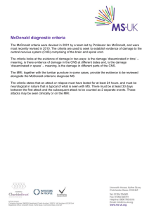 McDonald diagnostic criteria