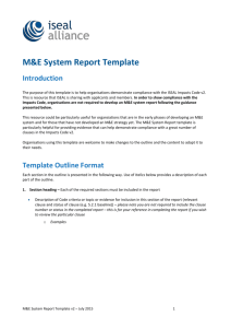 Impacts Code v2 M&E System Report Template