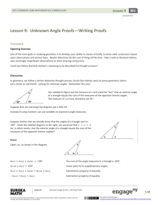 Lesson 9: Unknown Angle Proofs—Writing Proofs