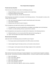 Parts of Speech Re-do Assignment Practice Exercises (10 points