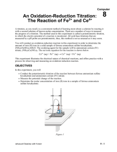 An Oxidation-Reduction Titration: The Reaction of Fe 2+ and Ce 4+