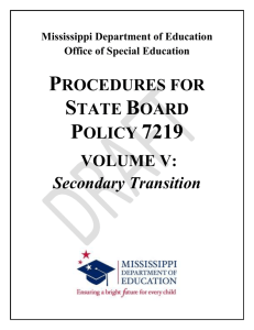 Secondary Transition Services - Mississippi Department of Education