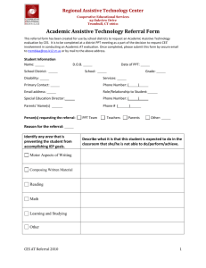 Academic Assistive Technology Referral Form