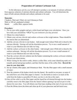 carbonate cacl2 reactant limiting gravimetric analysis metal preparation calcium lab