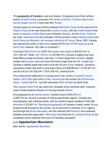 Geography of Canada wikipedia article