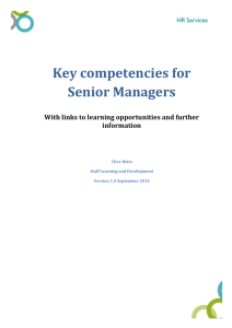 Key competencies for Senior Managers