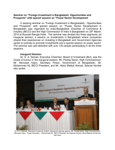 Seminar on “Foreign Investment in Bangladesh: Opportunities and