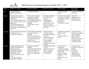 BHS School Counseling Program Calendar 2015