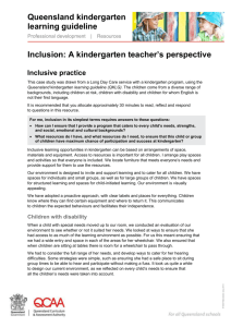 Inclusion, A kindergarten teachers perspective
