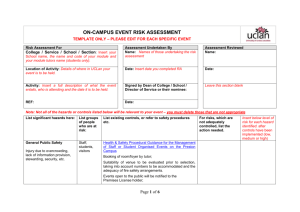 On Campus Events Template Risk Assessment